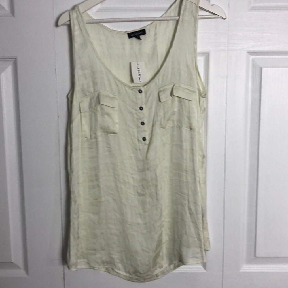 🖤 M 🖤 NWT Le Chateau Off White Blouse Tank Henley Patch Pockets